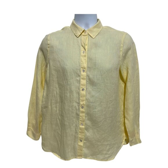 J. Jill Love Linen Womens XS Button-Up Shirt Light Yellow - Picture 1 of 10